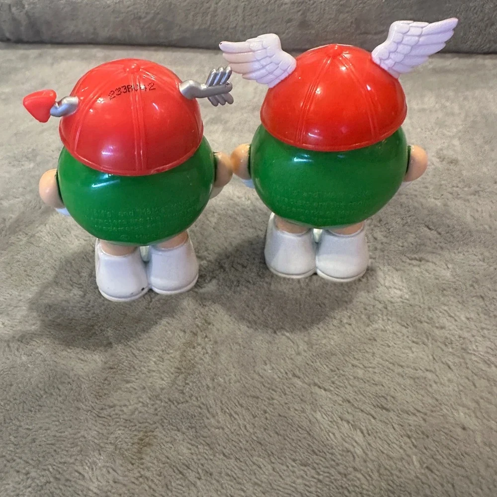 Vintage M&M's‎ Green Character Valentine Red Hats Cupid Wings Candy Holders